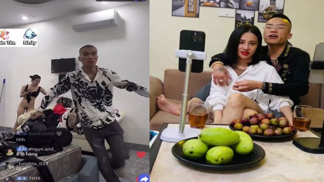 Vợ Long chín ngón lộ lồn trên livestream